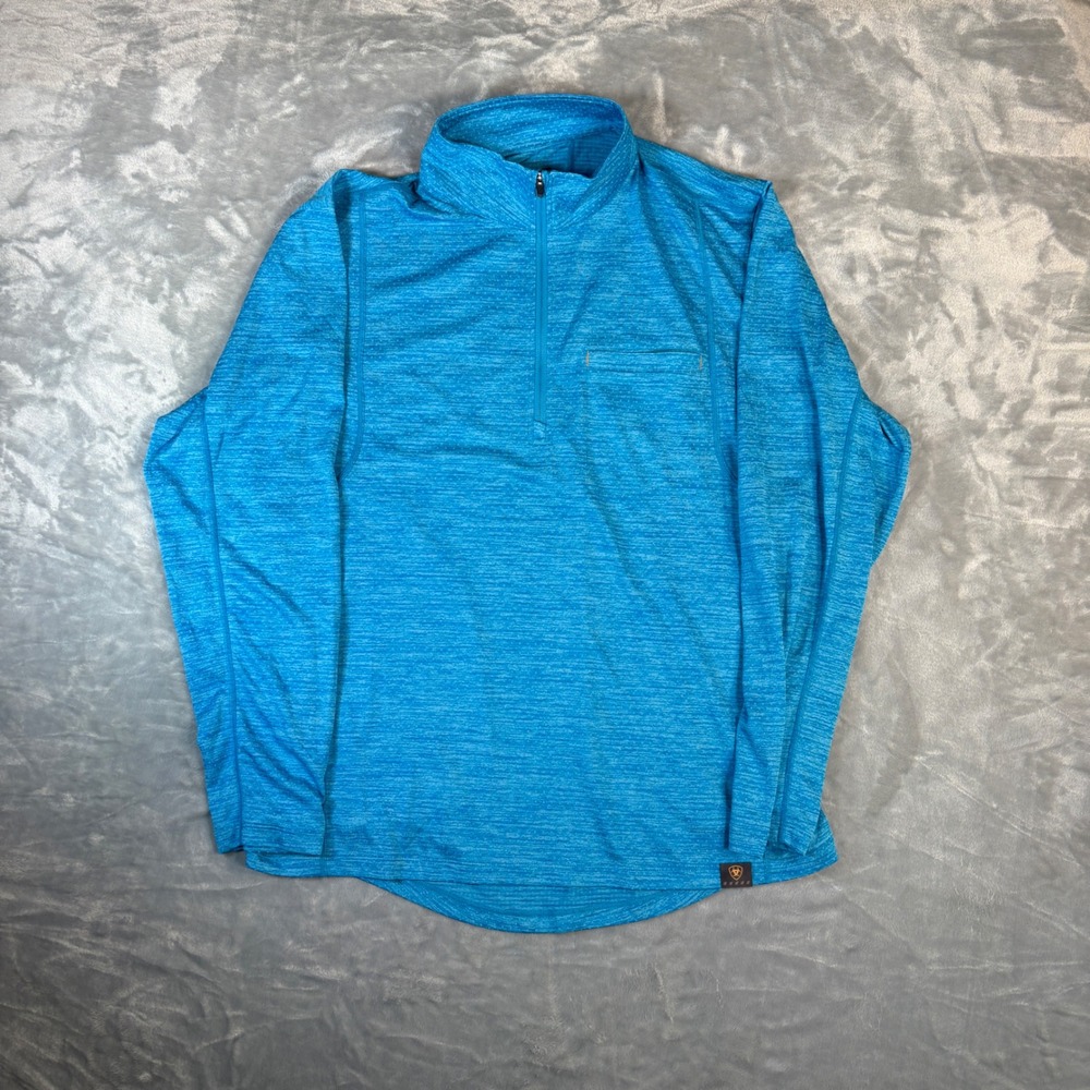Ariat Pullover Mens Large Blue Rebar Evolution Hybrid 1/2 Zip Lightweight Work